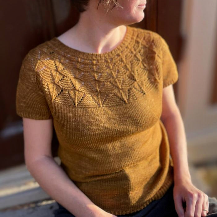 KNITTING PATTERN, Glacier Top, Beginner Friendly Lace Knitwear Tee PDF Tutorial, Vegan Yarn Summer T-Shirt, Draped Top, Easy Sweater Shirt