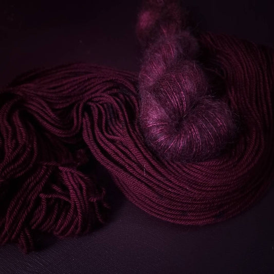 Hand dyed yarn ~ Black Cherry***Dyed to order ~ Sock, Merino Singles, DK, Aran, Mohair Silk