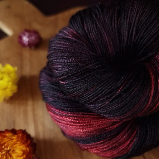 Hand dyed yarn ~ Acai Wine ***Dyed to order ~ fingering / DK weight tencel OR bamboo yarn, vegan