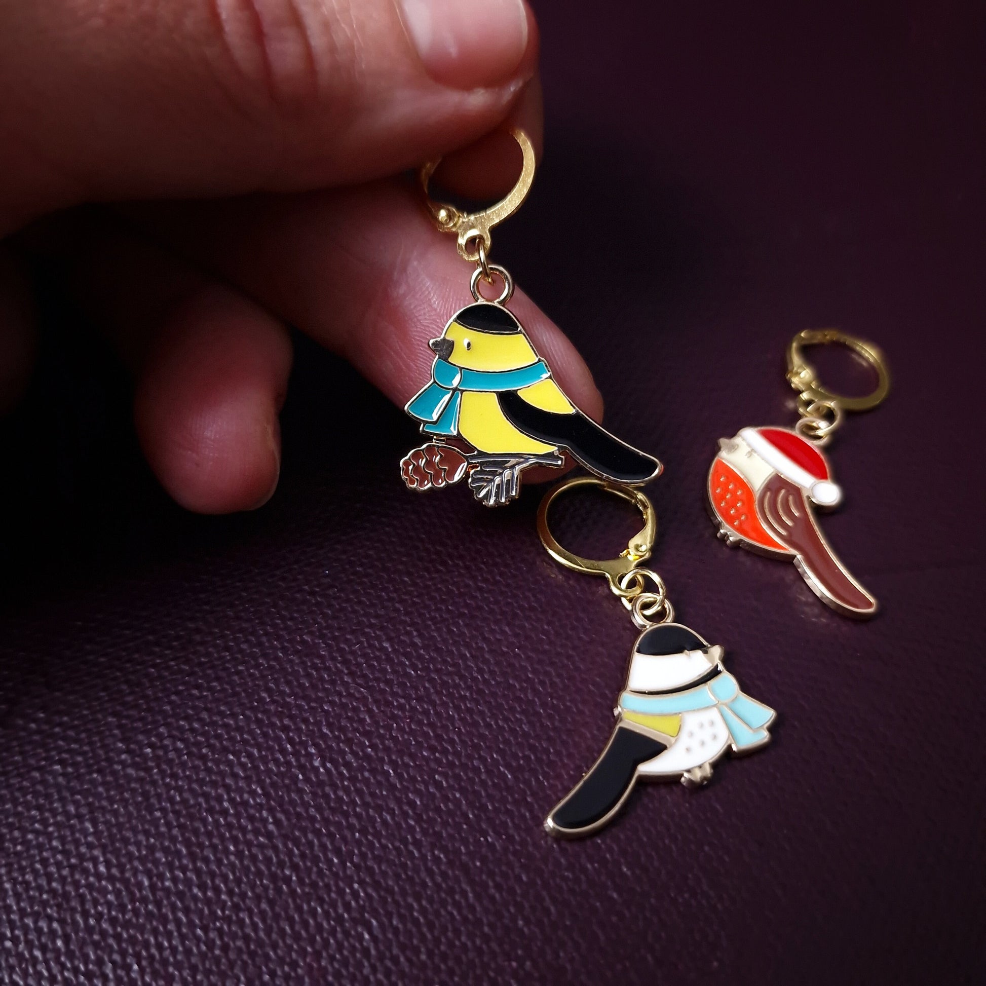 Stitch markers ~ Winter Birds ~ Knitting notions, progress markers, progress keepers, knitting tools, crochet notions