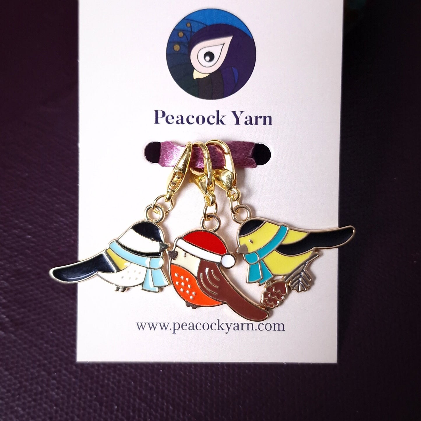Stitch markers ~ Winter Birds ~ Knitting notions, progress markers, progress keepers, knitting tools, crochet notions