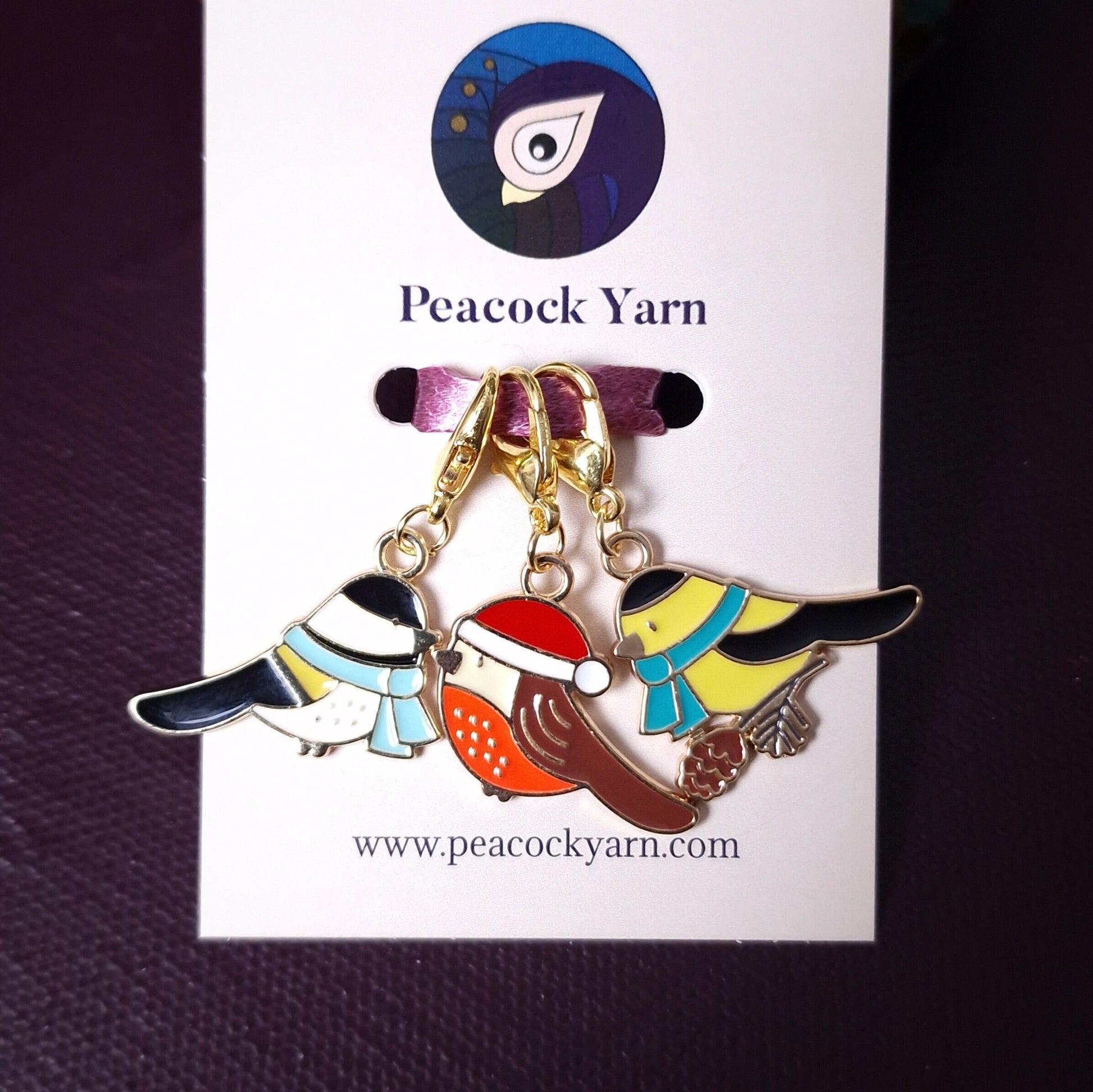 Stitch markers ~ Winter Birds ~ Knitting notions, progress markers, progress keepers, knitting tools, crochet notions