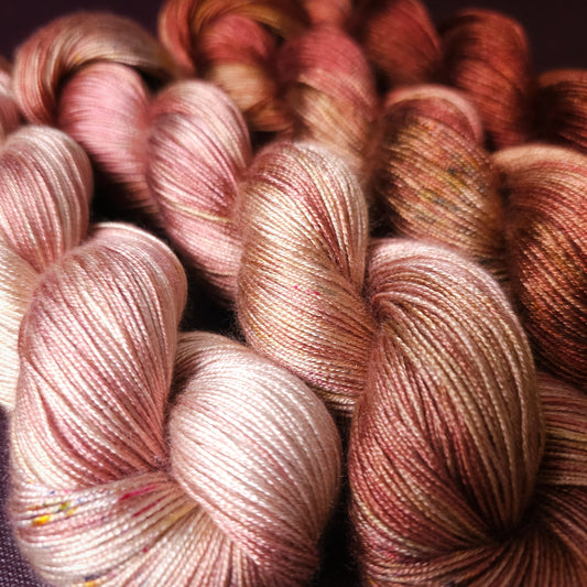 Hand dyed yarn ~ Fade Set*** Dyed to order ~ Copper Blush ~ tencel yarn, bamboo yarn, vegan, hand painted, fingering, DK