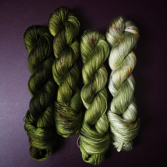 Hand dyed yarn ~ Fade Set*** Dyed to order ~ Crazy Plant Lady ~ tencel yarn, bamboo yarn, vegan, hand painted, fingering, DK