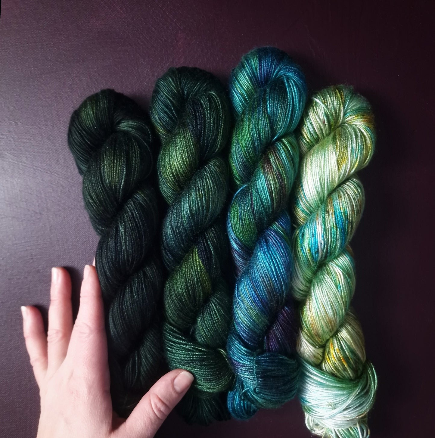 Hand dyed yarn ~ Fade Set*** Dyed to order ~ Mermaid's Castle ~ tencel yarn, bamboo yarn, vegan, hand painted, fingering, DK