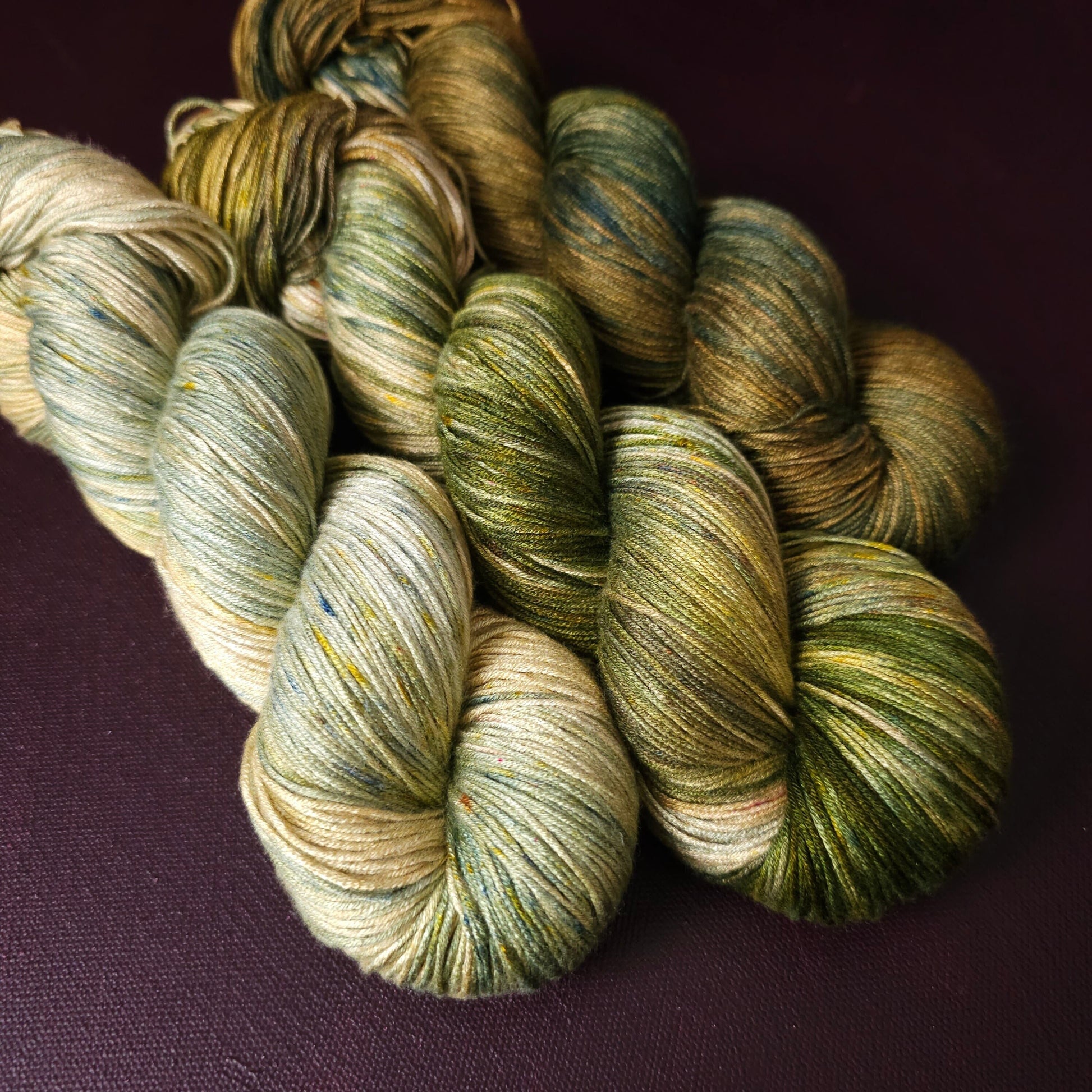 Hand dyed yarn ~ Fade Set ~ Mossy Willow ~ tencel yarn, bamboo, vegan, hand painted, fingering, DK