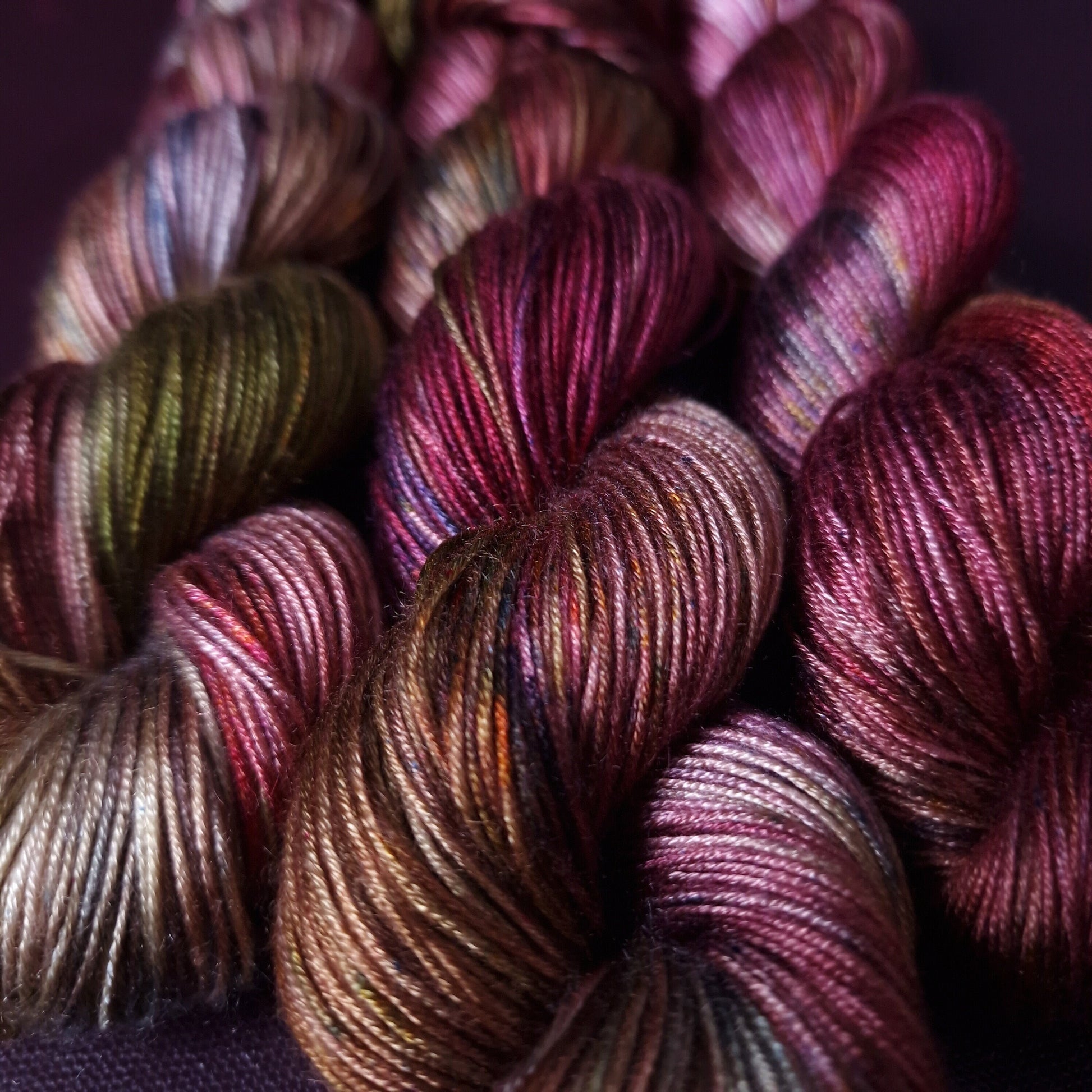 Hand dyed yarn ~ Dark Orchid *** Dyed to order ~ fingering / DK weight tencel OR bamboo yarn, vegan, hand painted