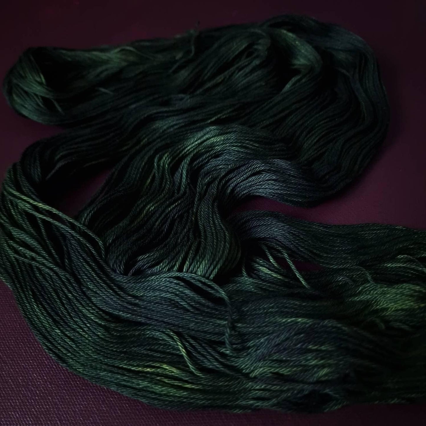 Hand dyed yarn ~ Dark Sea*** Dyed to order ~ mercerized cotton yarn, vegan, hand painted