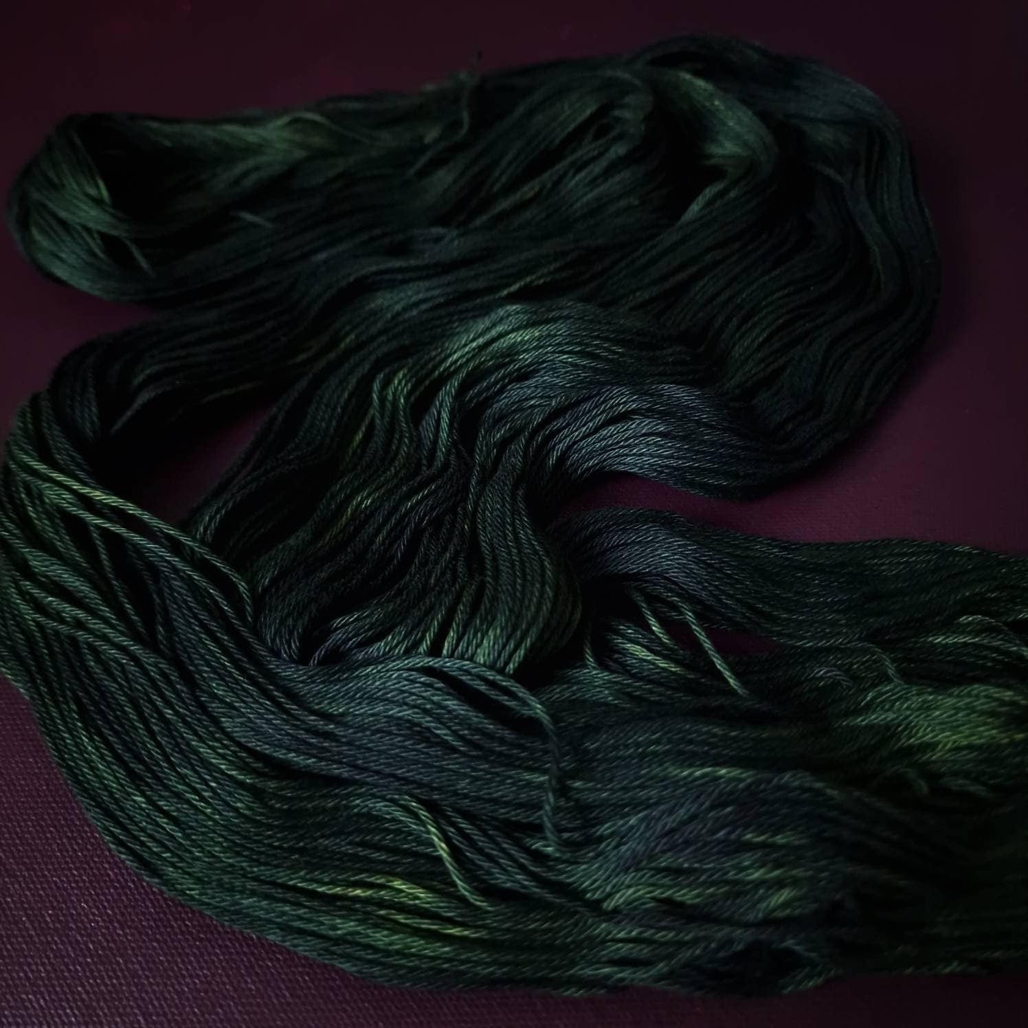 Hand dyed yarn ~ Dark Sea*** Dyed to order ~ mercerized cotton yarn, vegan, hand painted