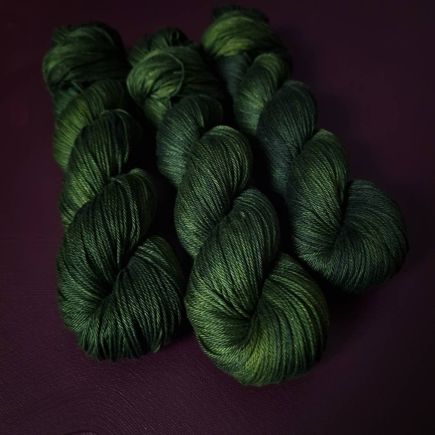 Hand dyed yarn ~ Pine*** Dyed to order ~ mercerized cotton yarn, vegan, hand painted