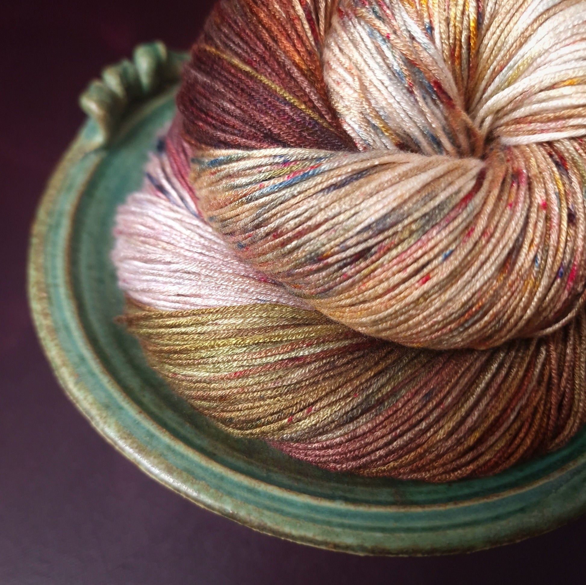 Hand dyed yarn ~ Autumn's Last Kiss ***Dyed to order ~ fingering / DK weight tencel OR bamboo yarn, vegan