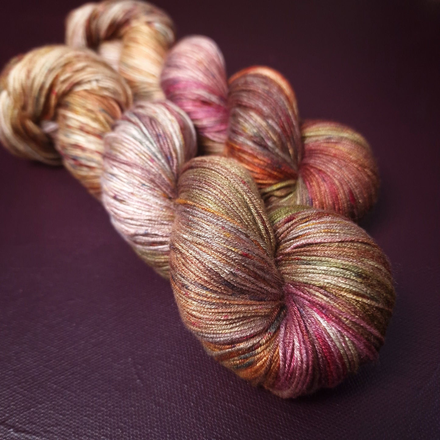 Hand dyed yarn ~ Autumn's Last Kiss ***Dyed to order ~ fingering / DK weight tencel OR bamboo yarn, vegan