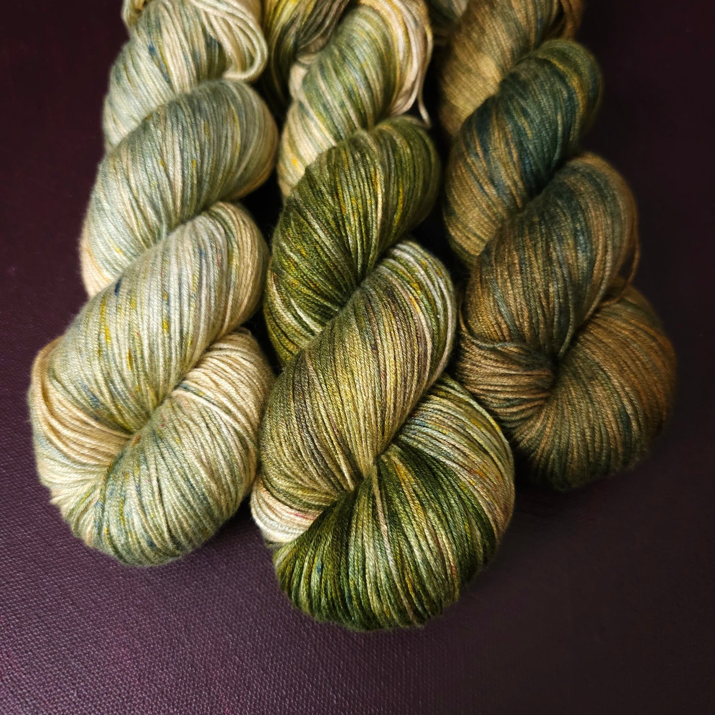 Hand dyed yarn ~ Fade Set ~ Mossy Willow ~ tencel yarn, bamboo, vegan, hand painted, fingering, DK