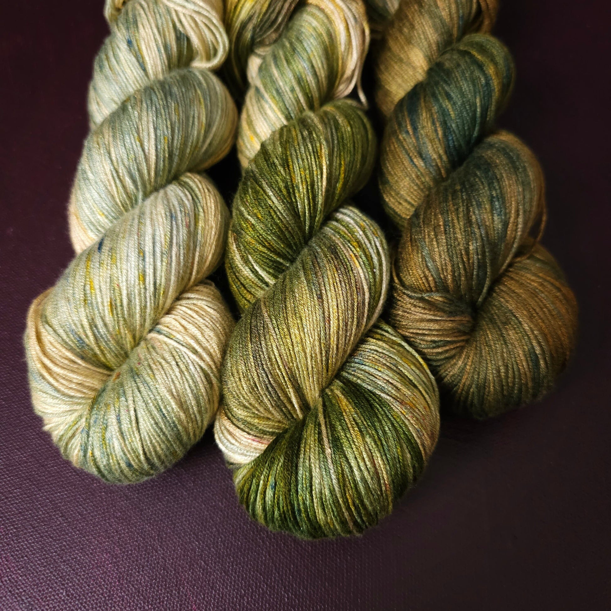 Hand dyed yarn ~ Fade Set ~ Mossy Willow ~ tencel yarn, bamboo, vegan, hand painted, fingering, DK