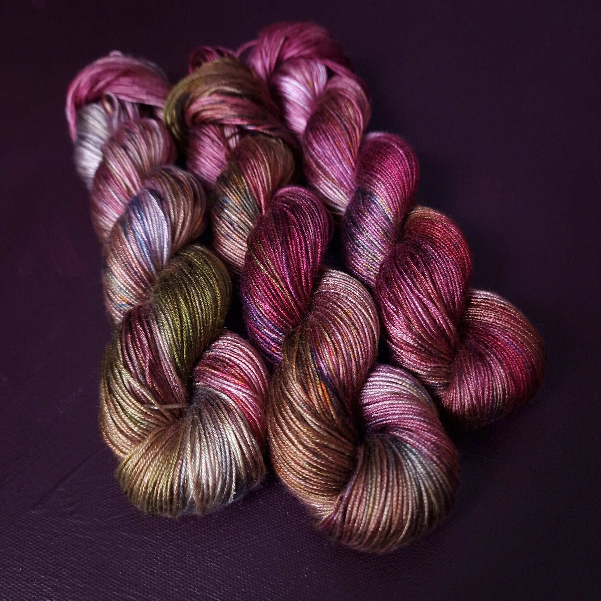 Hand dyed yarn ~ Dark Orchid *** Dyed to order ~ fingering / DK weight tencel OR bamboo yarn, vegan, hand painted