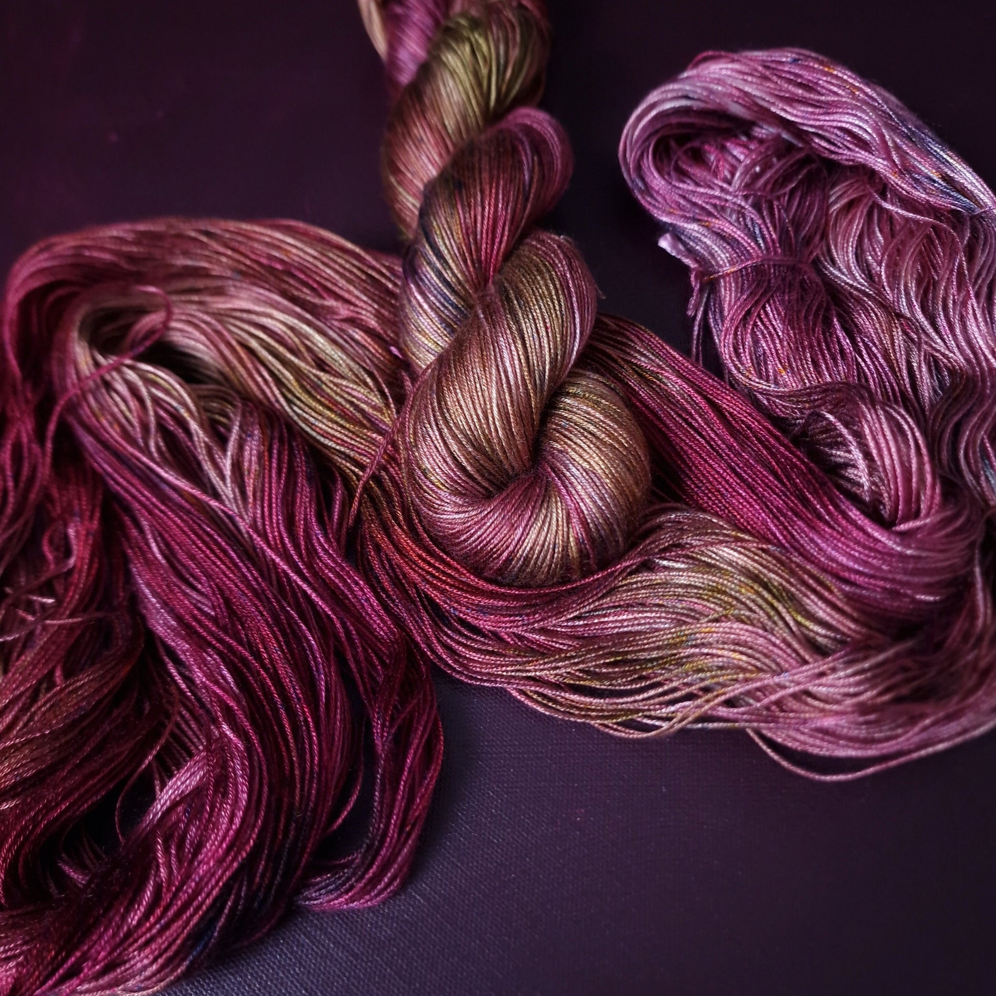 Hand dyed yarn ~ Dark Orchid *** Dyed to order ~ fingering / DK weight tencel OR bamboo yarn, vegan, hand painted