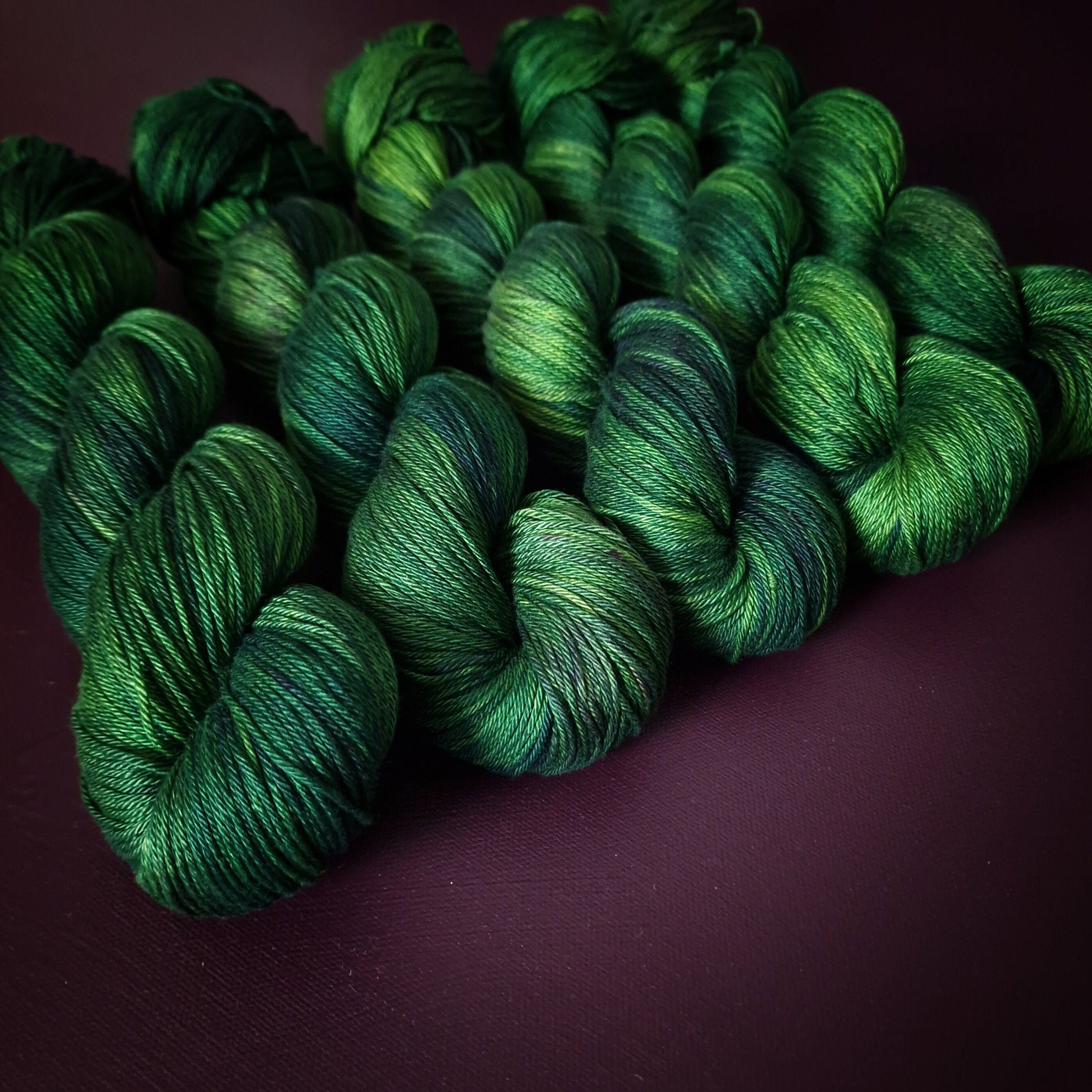 Hand dyed yarn ~ Poison Ivy ~ mercerized cotton yarn, vegan, hand painted, indie dyed