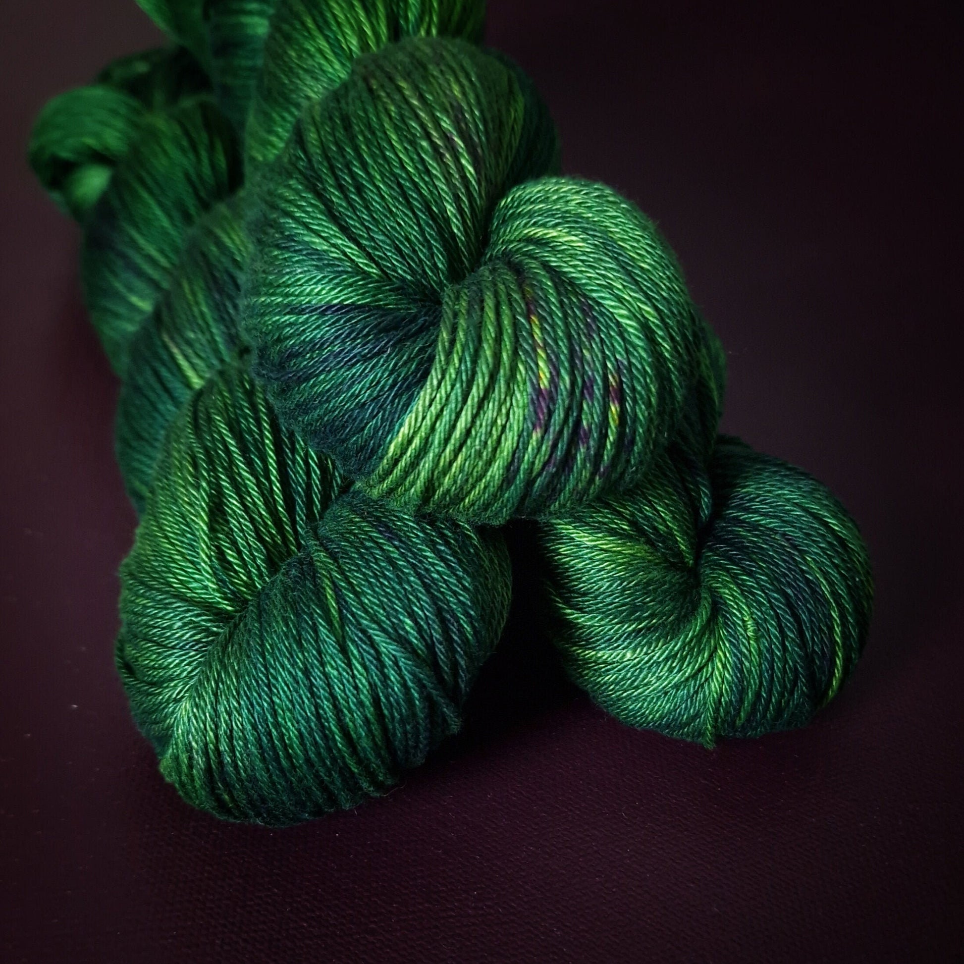 Hand dyed yarn ~ Poison Ivy ~ mercerized cotton yarn, vegan, hand painted, indie dyed