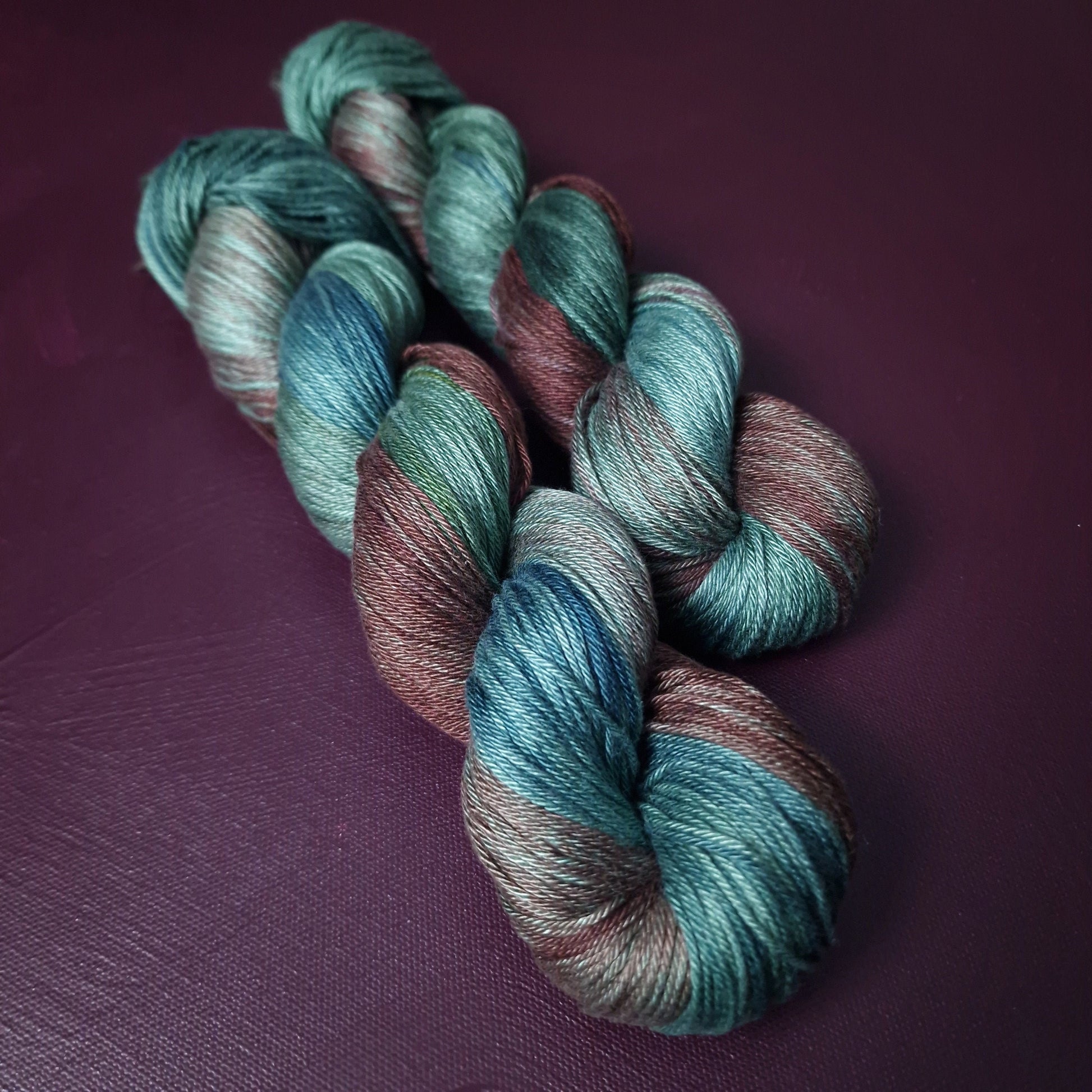 Hand dyed yarn ~ Mermaids Land ~ mercerized cotton yarn, vegan, hand painted, indie dyed