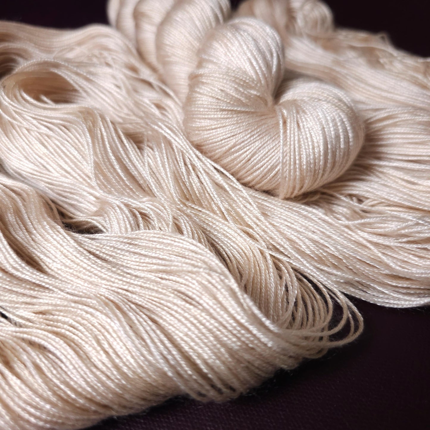 Barely Peach, hand dyed vegan yarn, soft yarn, fingering / DK weight knitting yarn, tencel OR bamboo yarn, shiny crochet thread,