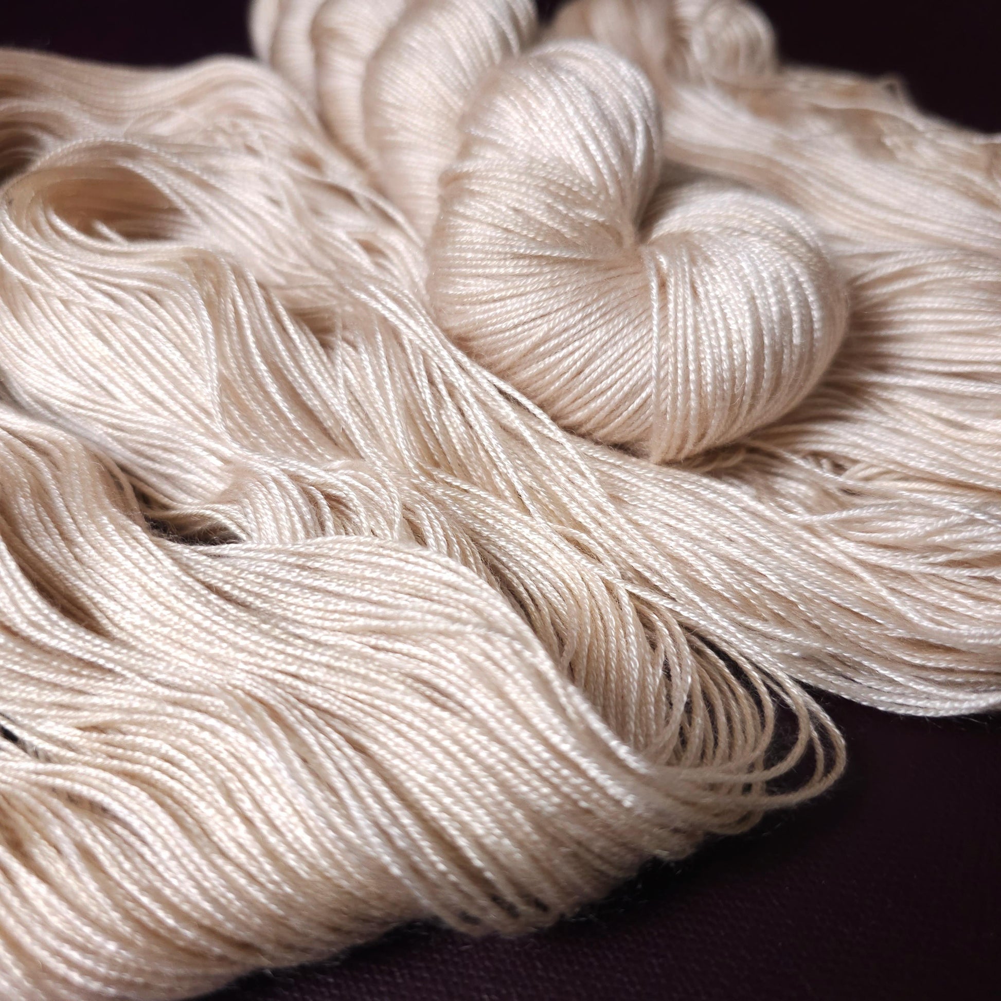 Barely Peach, hand dyed vegan yarn, soft yarn, fingering / DK weight knitting yarn, tencel OR bamboo yarn, shiny crochet thread,