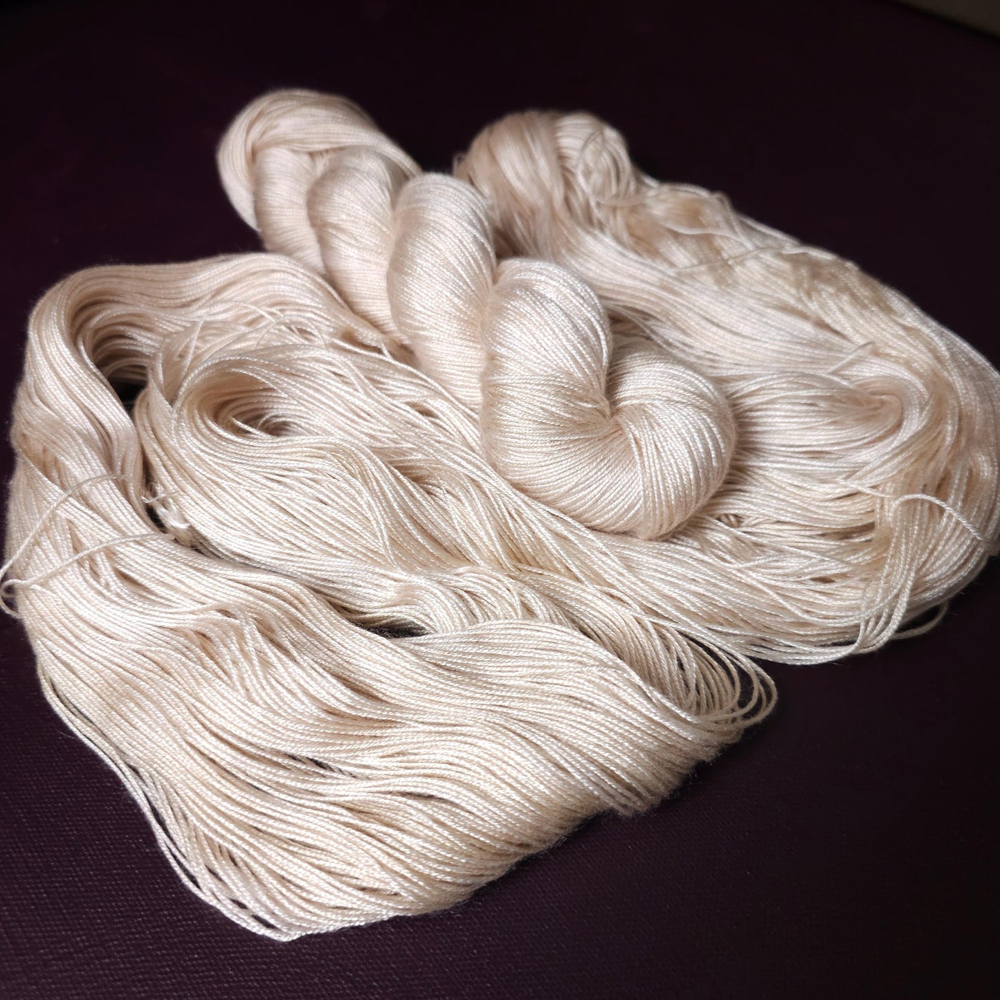 Barely Peach, hand dyed vegan yarn, soft yarn, fingering / DK weight knitting yarn, tencel OR bamboo yarn, shiny crochet thread,