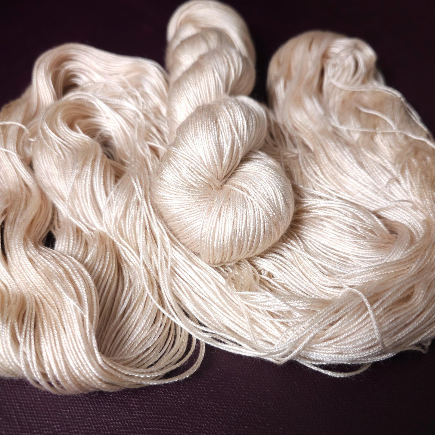 Barely Peach, hand dyed vegan yarn, soft yarn, fingering / DK weight knitting yarn, tencel OR bamboo yarn, shiny crochet thread,