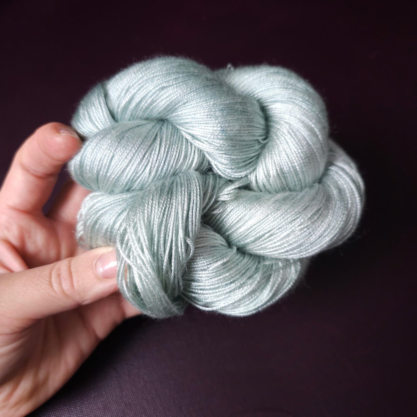 Heavenly Gray, hand dyed vegan yarn, soft yarn, fingering / DK weight knitting yarn, tencel OR bamboo yarn, shiny crochet thread,