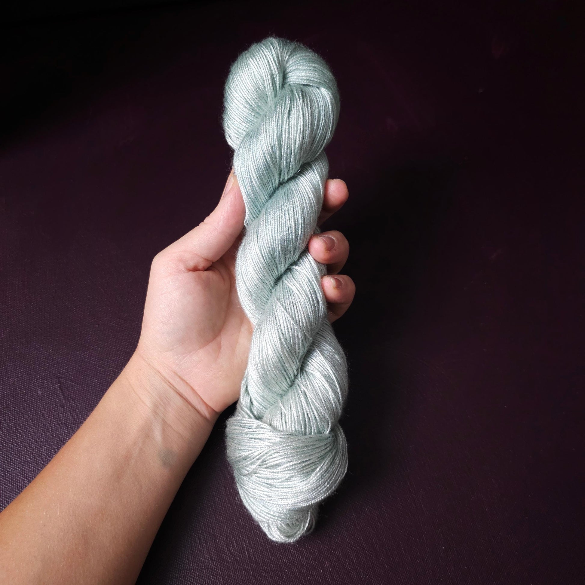 Heavenly Gray, hand dyed vegan yarn, soft yarn, fingering / DK weight knitting yarn, tencel OR bamboo yarn, shiny crochet thread,