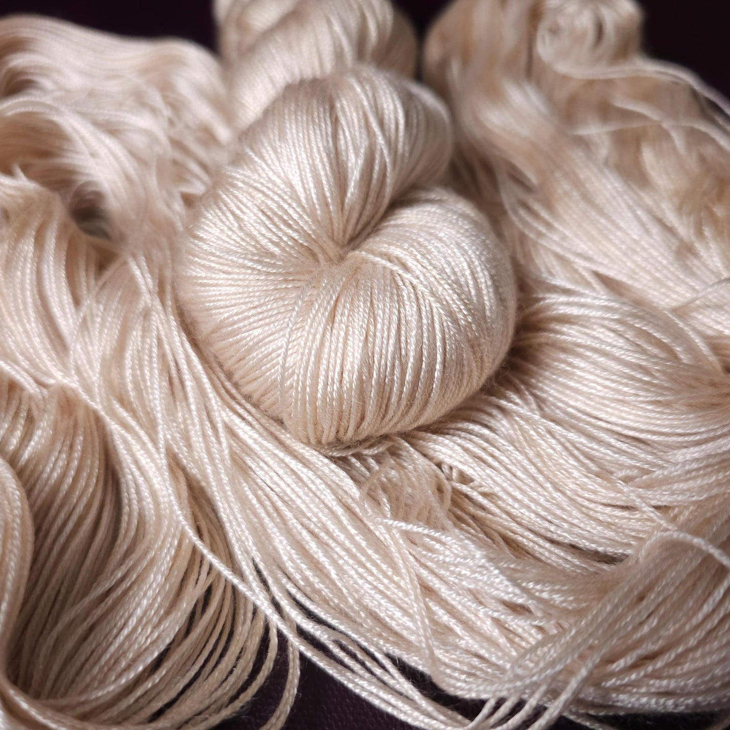 Barely Peach, hand dyed vegan yarn, soft yarn, fingering / DK weight knitting yarn, tencel OR bamboo yarn, shiny crochet thread,