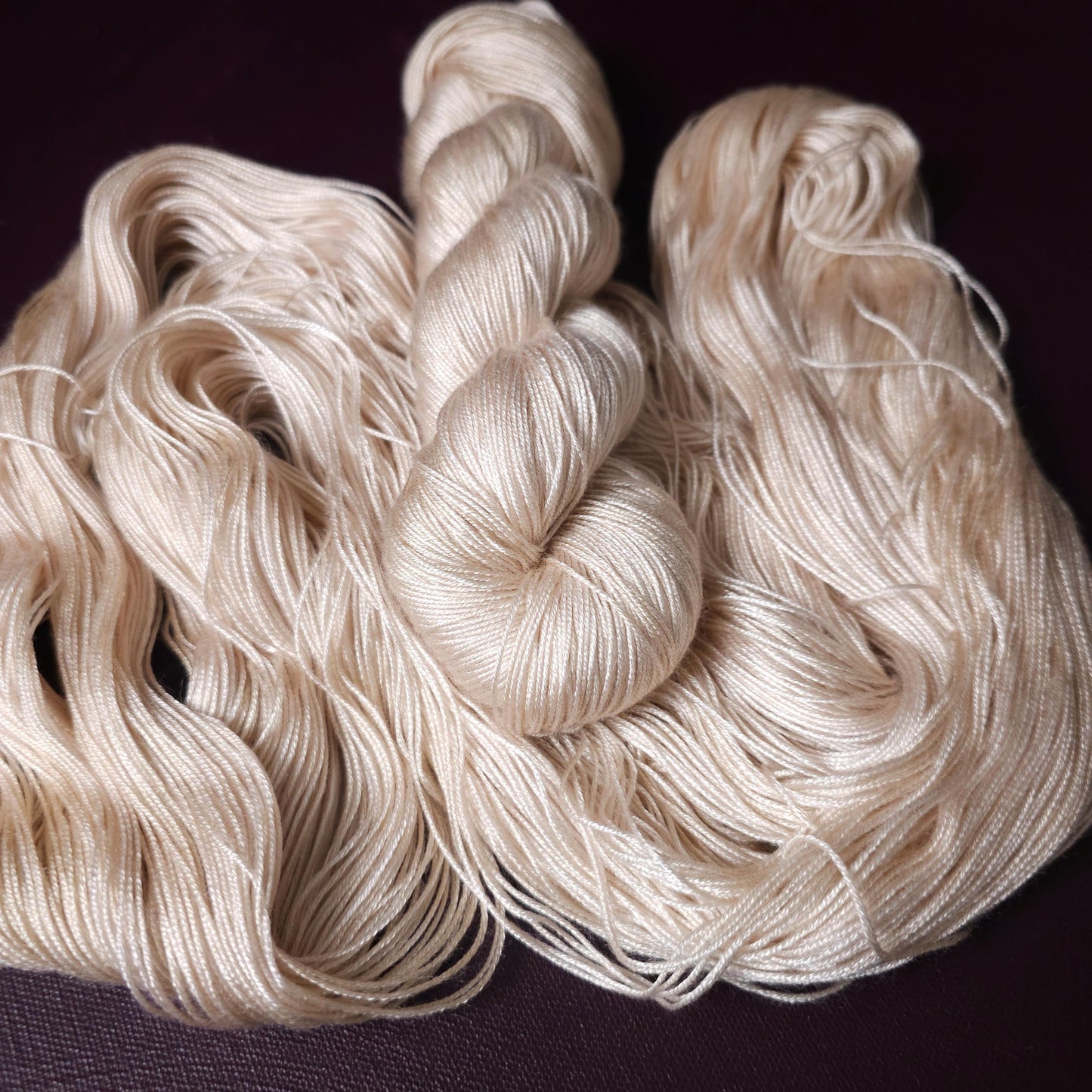 Barely Peach, hand dyed vegan yarn, soft yarn, fingering / DK weight knitting yarn, tencel OR bamboo yarn, shiny crochet thread,
