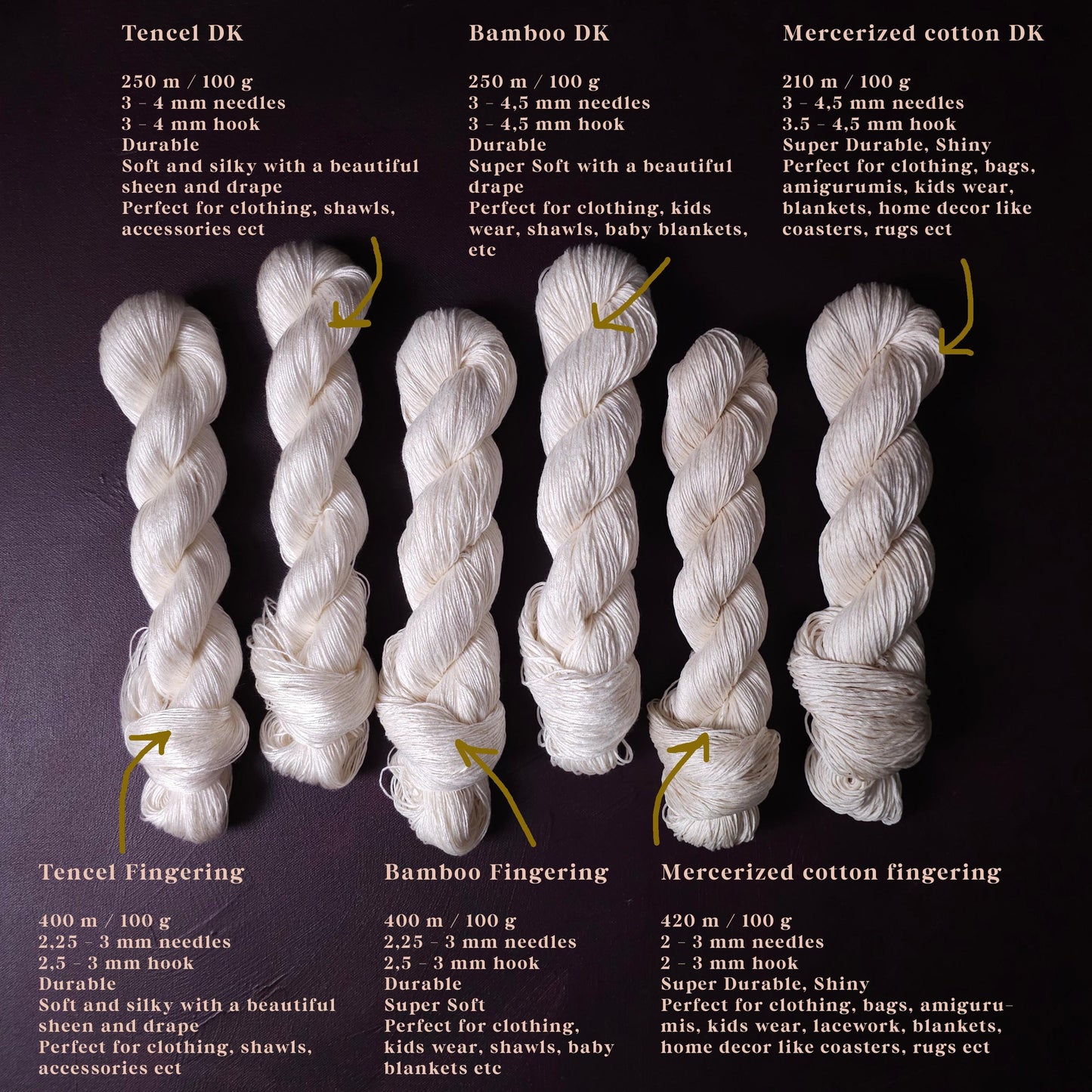 Soft Oaks, Hand dyed vegan yarn, fingering / DK weight tencel, bamboo, mercerized cotton thread, hand painted knitting or crochet