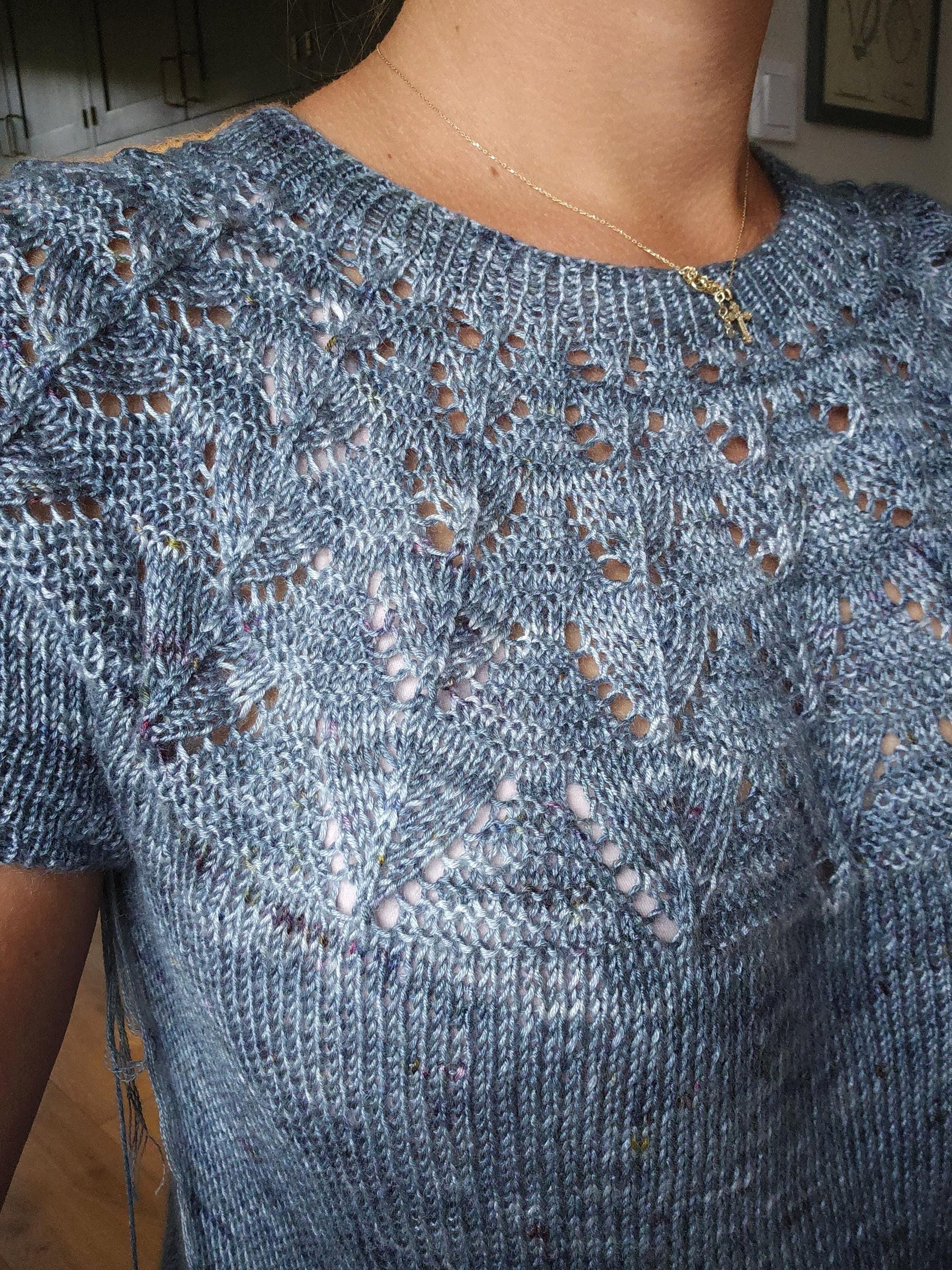 KNITTING PATTERN, Glacier Top, Beginner Friendly Lace Knitwear Tee PDF Tutorial, Vegan Yarn Summer T-Shirt, Draped Top, Easy Sweater Shirt