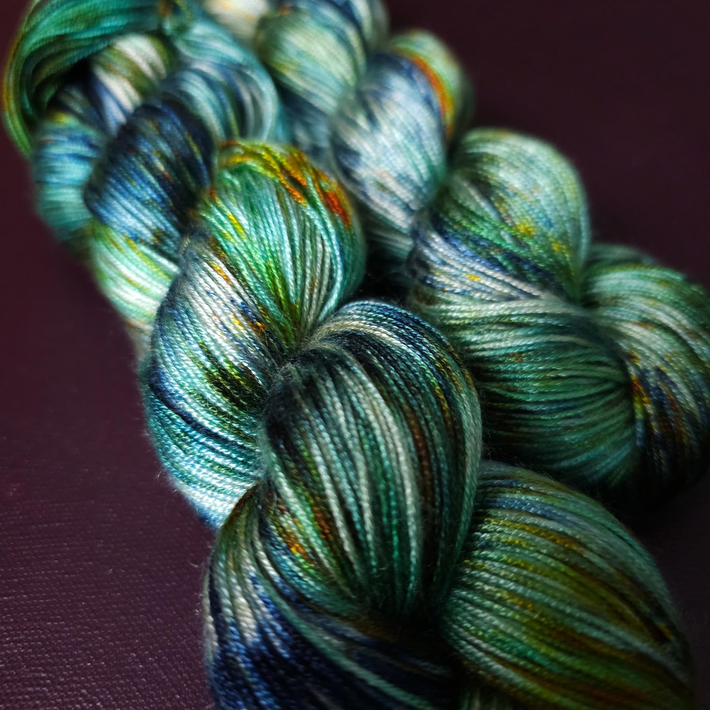 Quiet Pond, Hand dyed vegan yarn, gradient yarn, fingering / DK weight knitting yarn, tencel OR bamboo yarn, shiny crochet thread,