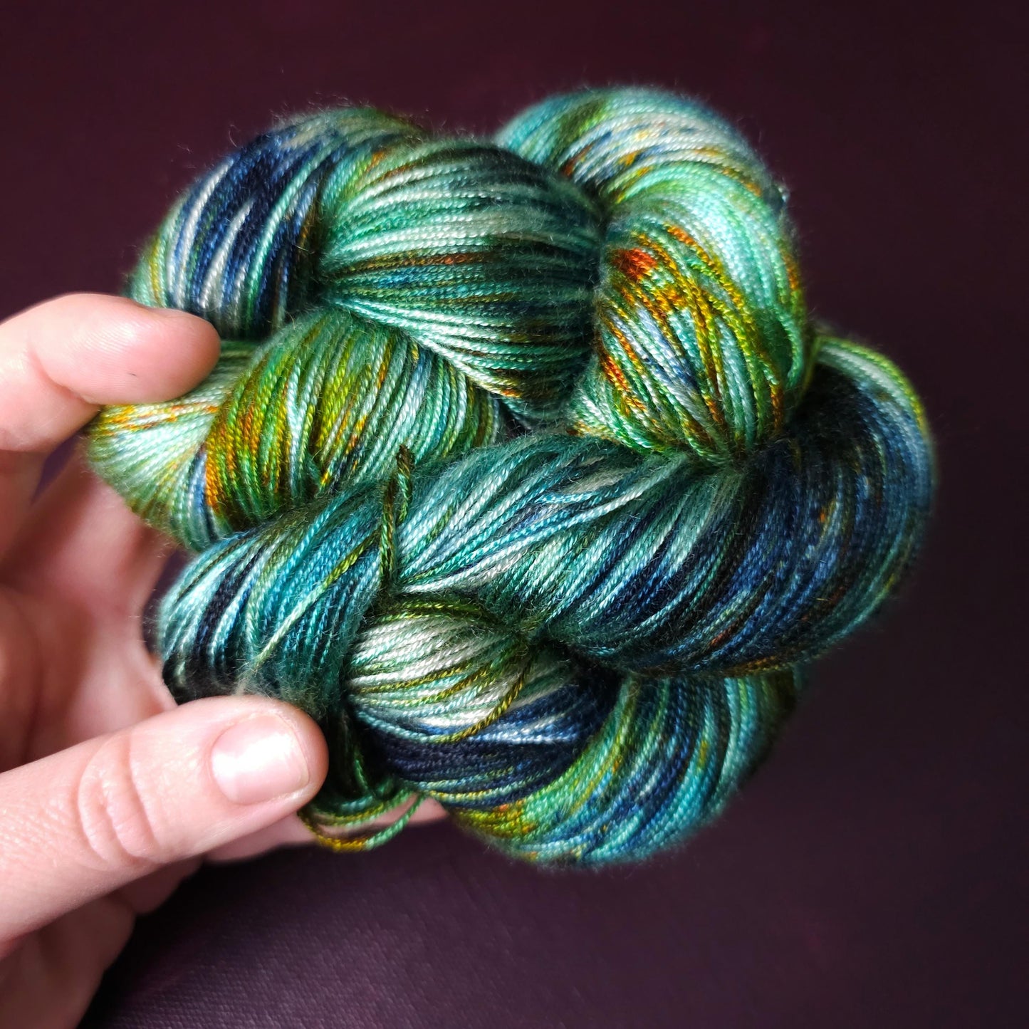 Quiet Pond, Hand dyed vegan yarn, gradient yarn, fingering / DK weight knitting yarn, tencel OR bamboo yarn, shiny crochet thread,
