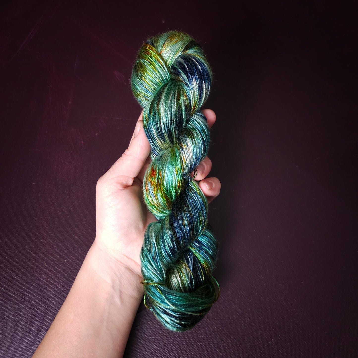 Quiet Pond, Hand dyed vegan yarn, gradient yarn, fingering / DK weight knitting yarn, tencel OR bamboo yarn, shiny crochet thread,