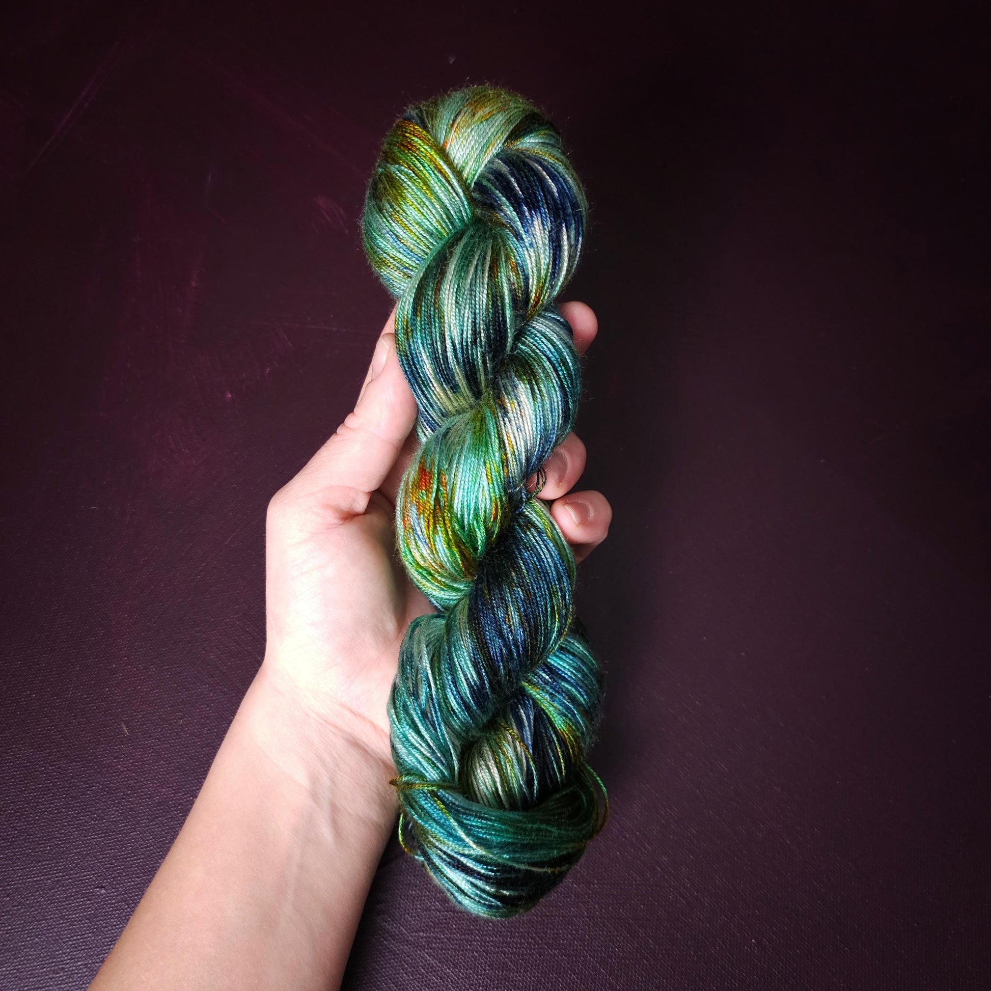 Quiet Pond, Hand dyed vegan yarn, gradient yarn, fingering / DK weight knitting yarn, tencel OR bamboo yarn, shiny crochet thread,