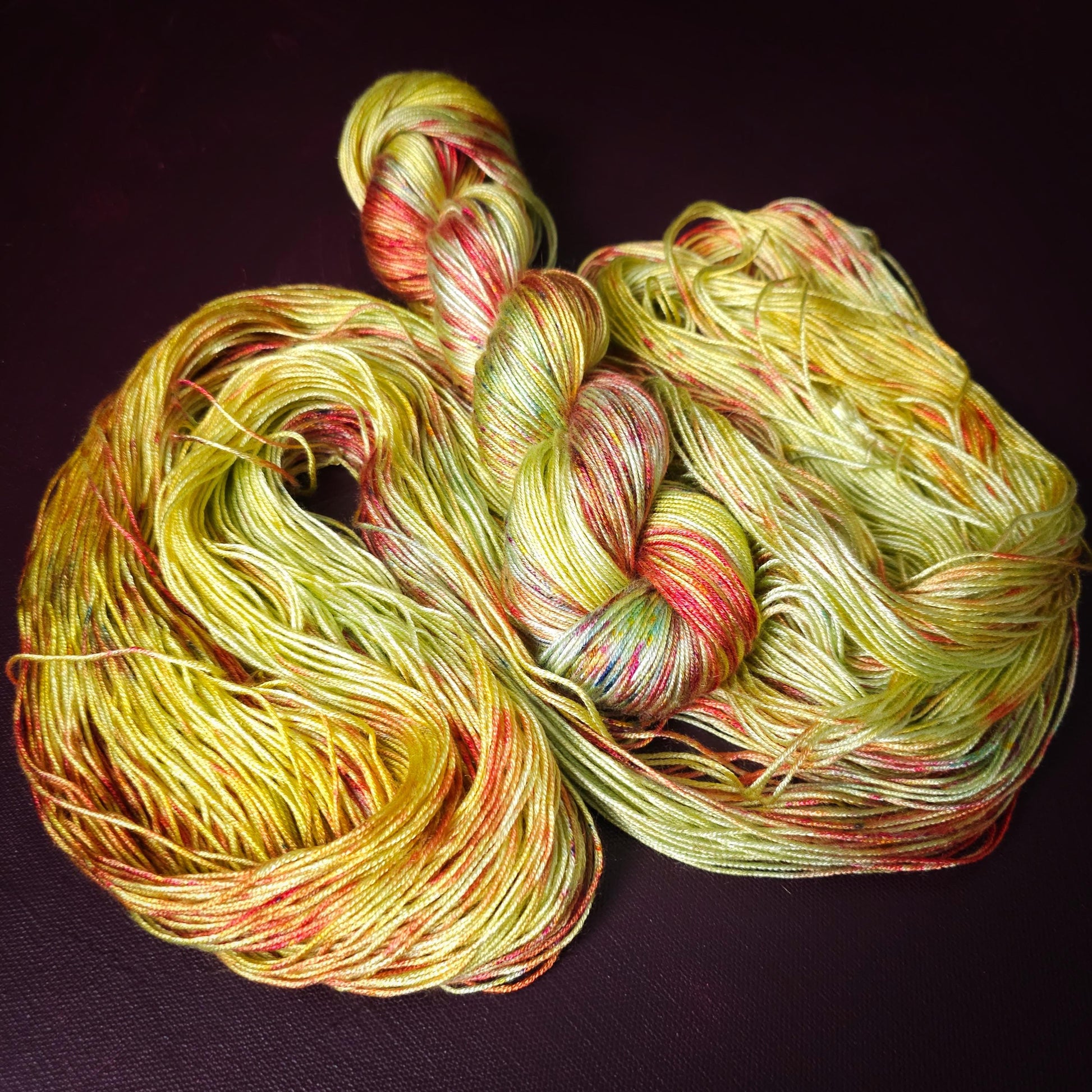 Lemon Curd Popsicle, Hand dyed vegan yarn, fingering / DK weight tencel, bamboo, mercerized cotton thread, hand painted knitting or crochet