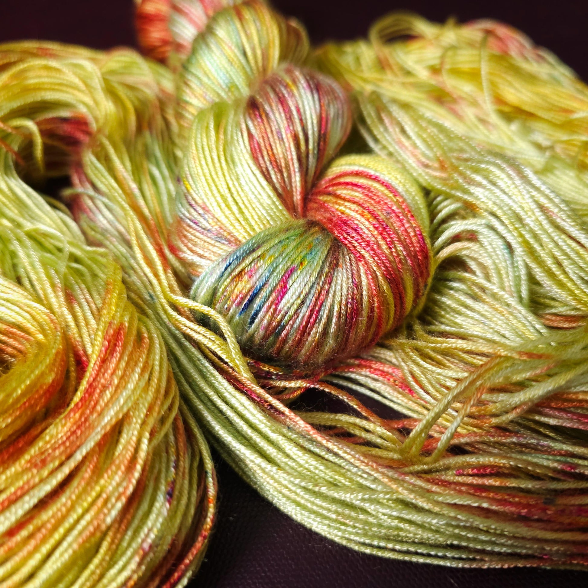Lemon Curd Popsicle, Hand dyed vegan yarn, fingering / DK weight tencel, bamboo, mercerized cotton thread, hand painted knitting or crochet
