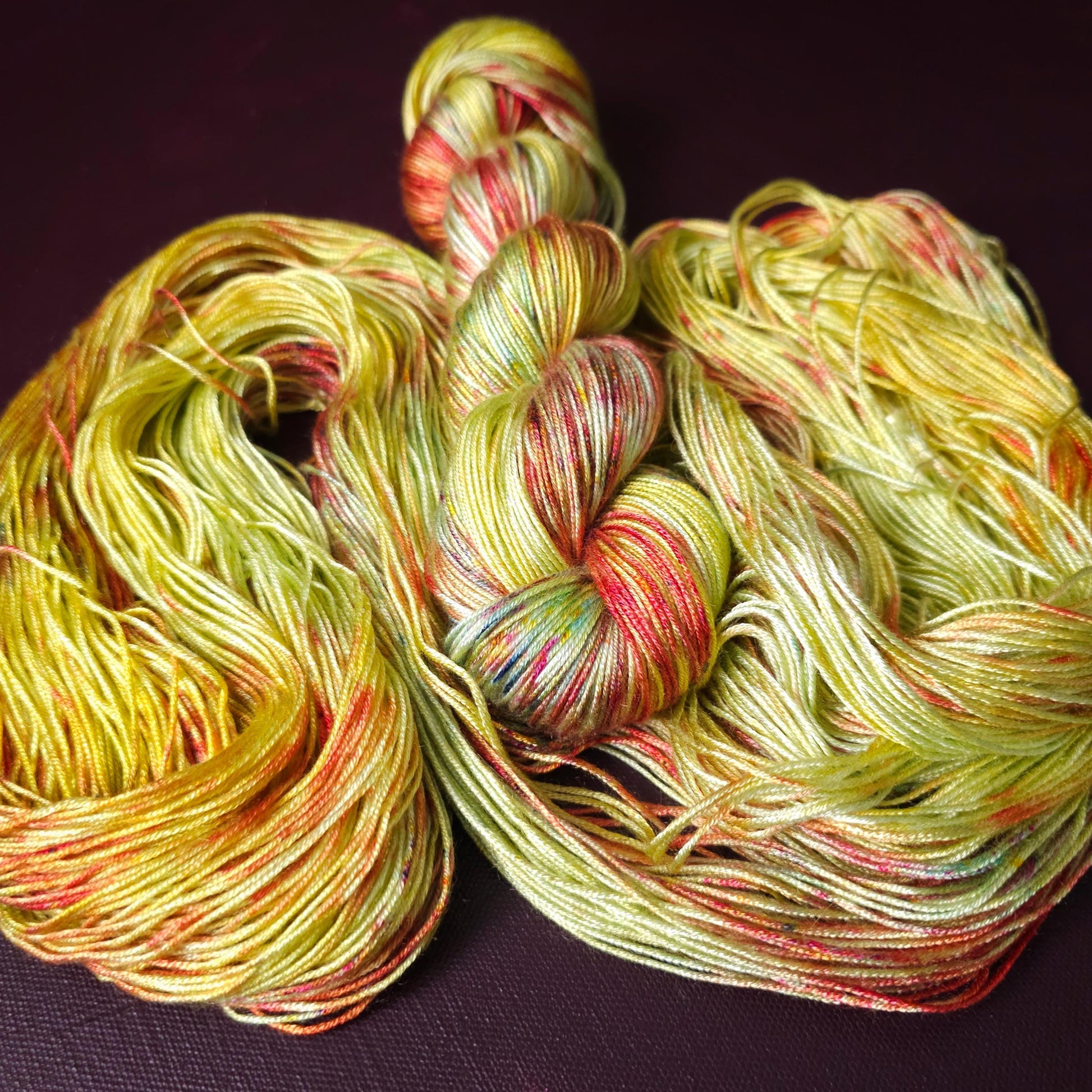 Lemon Curd Popsicle, Hand dyed vegan yarn, fingering / DK weight tencel, bamboo, mercerized cotton thread, hand painted knitting or crochet