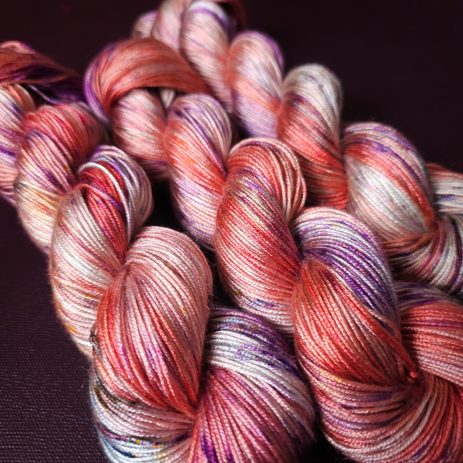 Watermelon Popsicle, Hand dyed vegan yarn, fingering / DK weight tencel, bamboo, mercerized cotton thread, hand painted knitting or crochet
