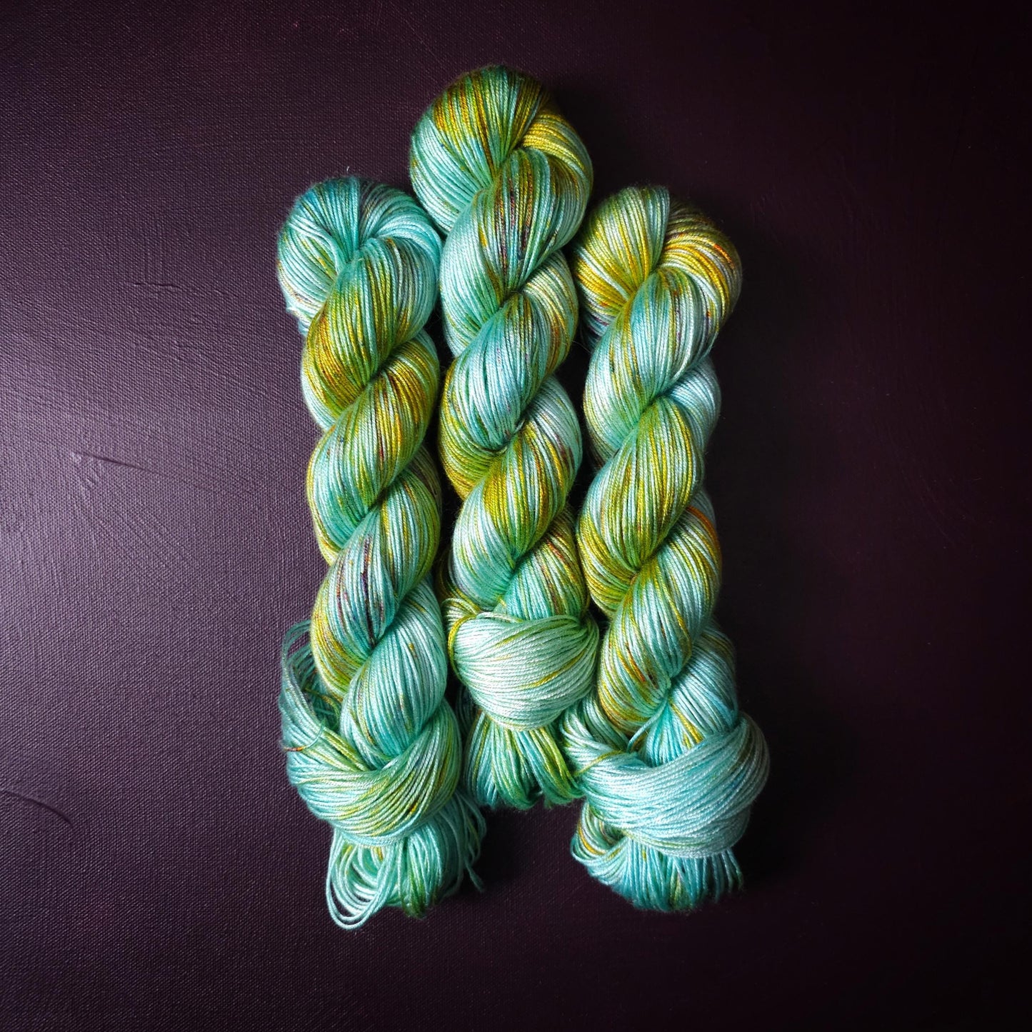Mint Breeze Popsicle, Hand dyed vegan yarn, fingering / DK weight tencel, bamboo, mercerized cotton thread, hand painted knitting or crochet