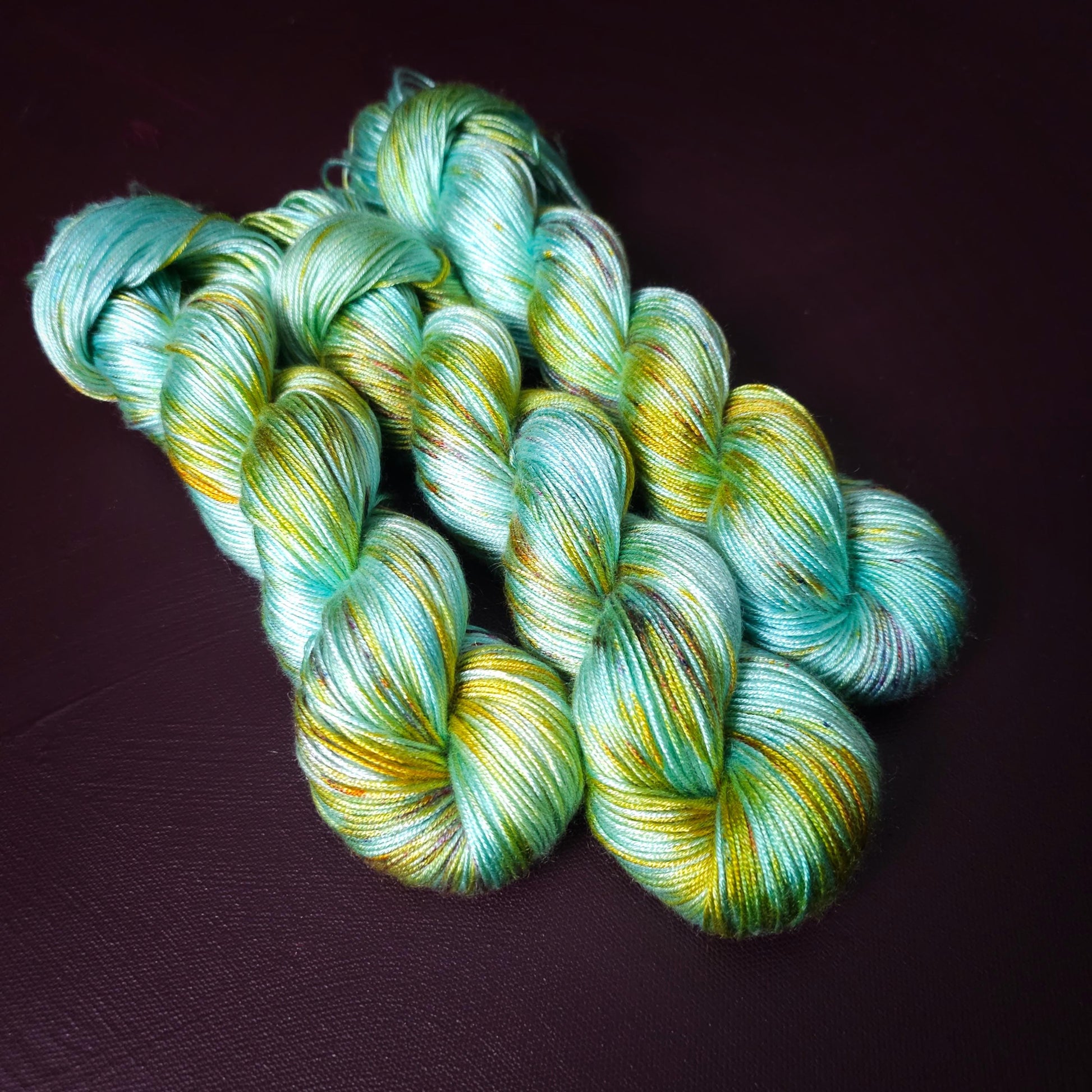 Mint Breeze Popsicle, Hand dyed vegan yarn, fingering / DK weight tencel, bamboo, mercerized cotton thread, hand painted knitting or crochet