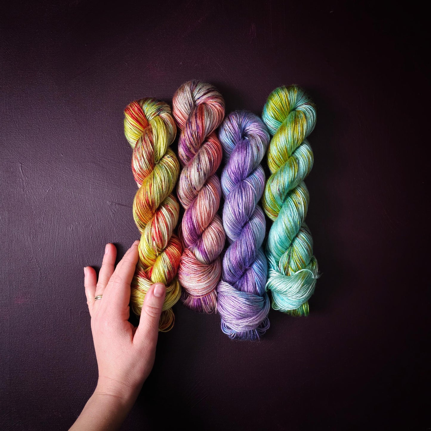 Hand Dyed Vegan Yarn, Fade Set, Rainbow Popsicle Fade, Tencel / Bamboo Yarn, Mercerized Cotton, Hand Painted Fingering/DK Weight Thread
