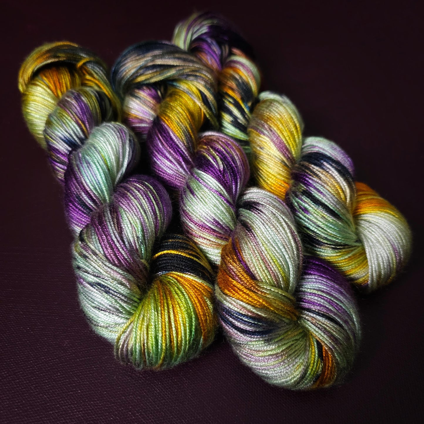 Hand dyed vegan yarn, Lost Theory, fingering / DK weight tencel, bamboo, mercerized cotton thread, hand painted knitting or crochet thread
