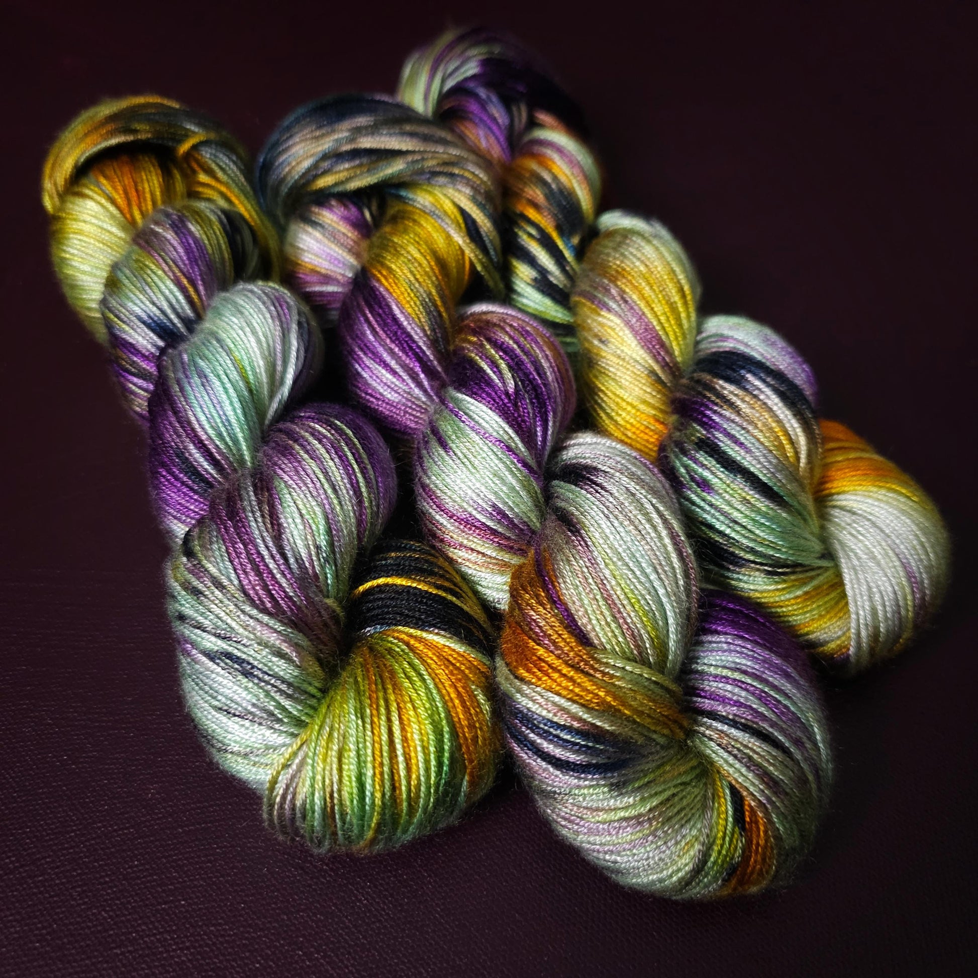 Hand dyed vegan yarn, Lost Theory, fingering / DK weight tencel, bamboo, mercerized cotton thread, hand painted knitting or crochet thread