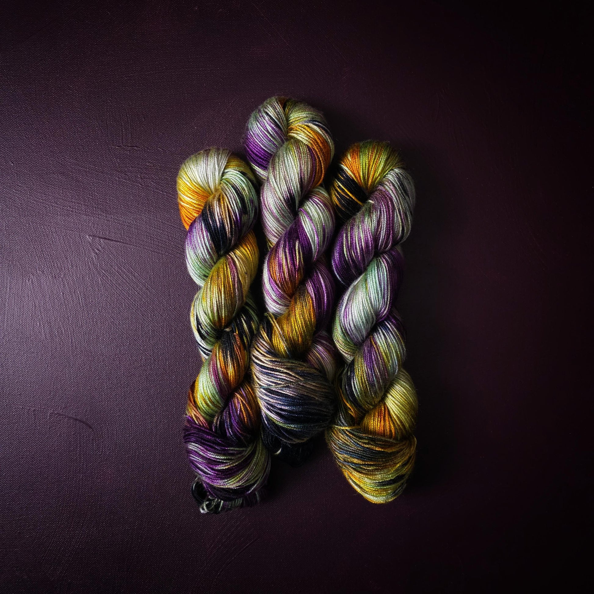 Hand dyed vegan yarn, Lost Theory, fingering / DK weight tencel, bamboo, mercerized cotton thread, hand painted knitting or crochet thread
