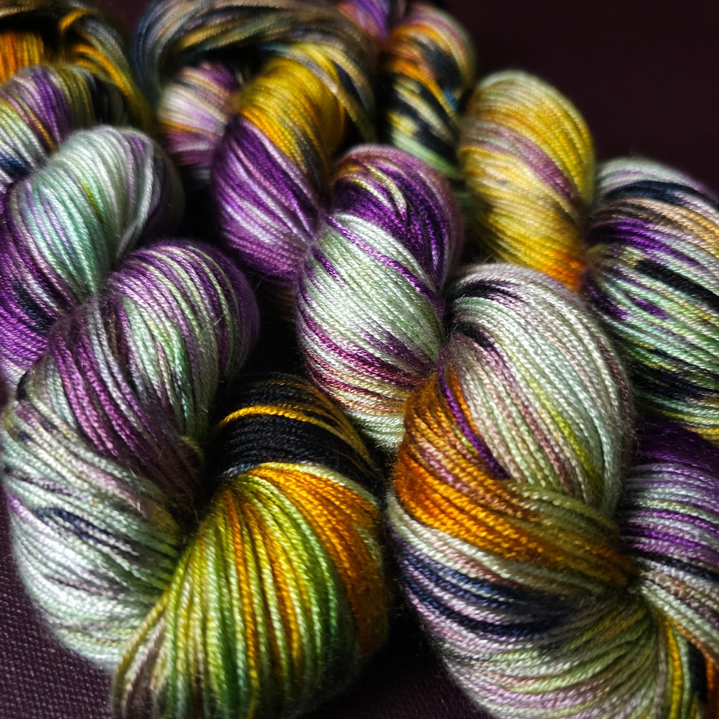 Hand dyed vegan yarn, Lost Theory, fingering / DK weight tencel, bamboo, mercerized cotton thread, hand painted knitting or crochet thread