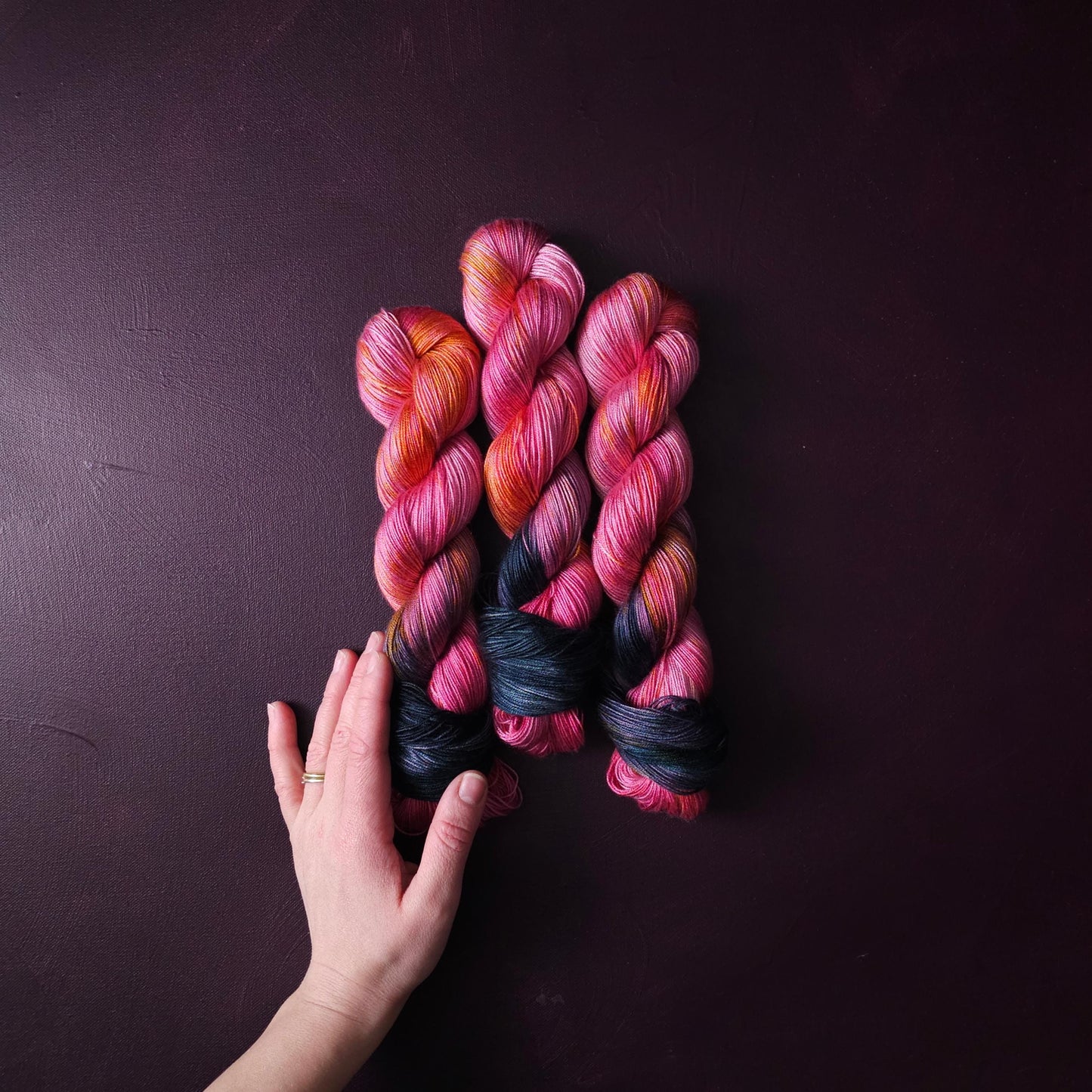 Hand dyed vegan yarn, Liquorice Allsorts, fingering / DK weight tencel, bamboo, mercerized cotton yarn, hand painted knitting, crochet,