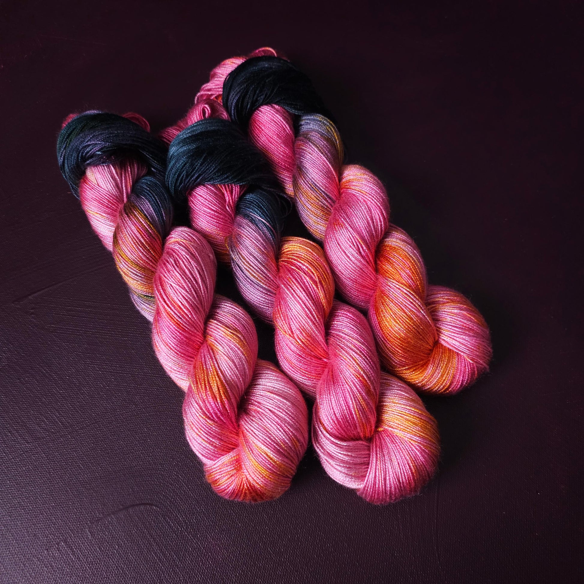 Hand dyed vegan yarn, Liquorice Allsorts, fingering / DK weight tencel, bamboo, mercerized cotton yarn, hand painted knitting, crochet,